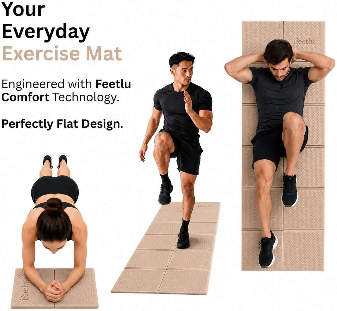 Foldable Yoga Mat, 72" x 24" x 6mm, Lightweight & Non-Slip