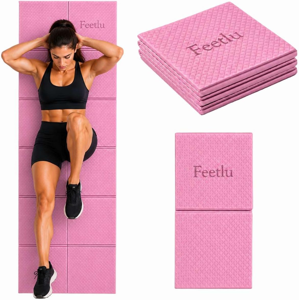 Foldable Yoga Mat, 72" x 24" x 6mm, Lightweight & Non-Slip