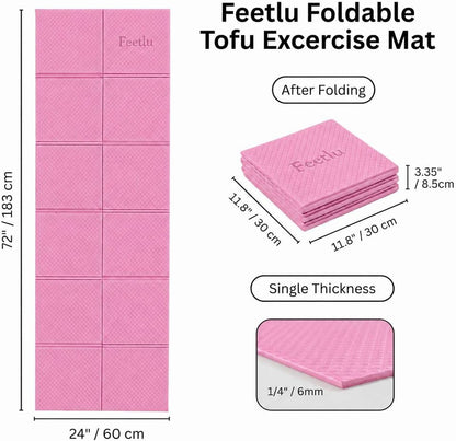 Foldable Yoga Mat, 72" x 24" x 6mm, Lightweight & Non-Slip