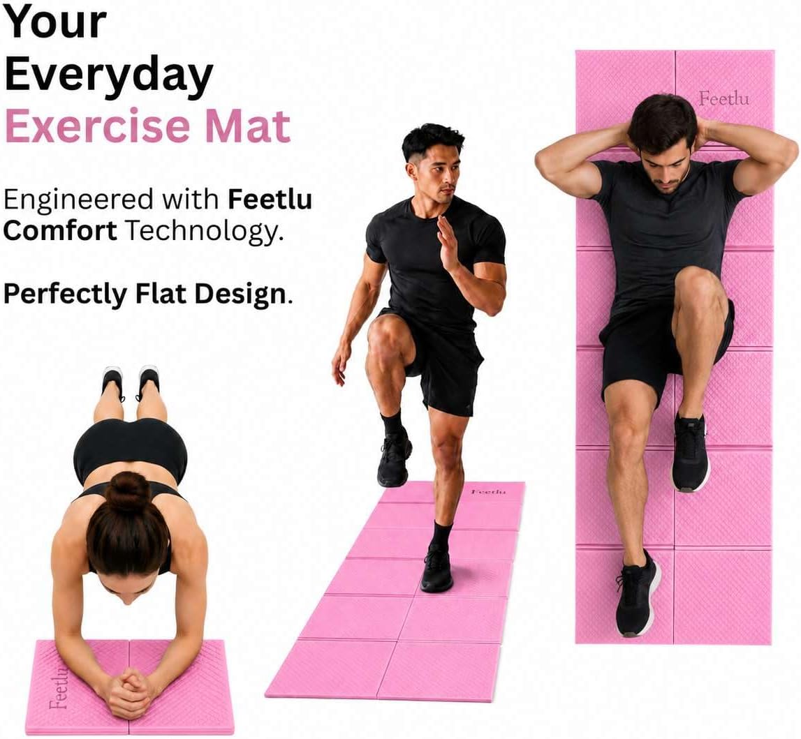 Foldable Yoga Mat, 72" x 24" x 6mm, Lightweight & Non-Slip