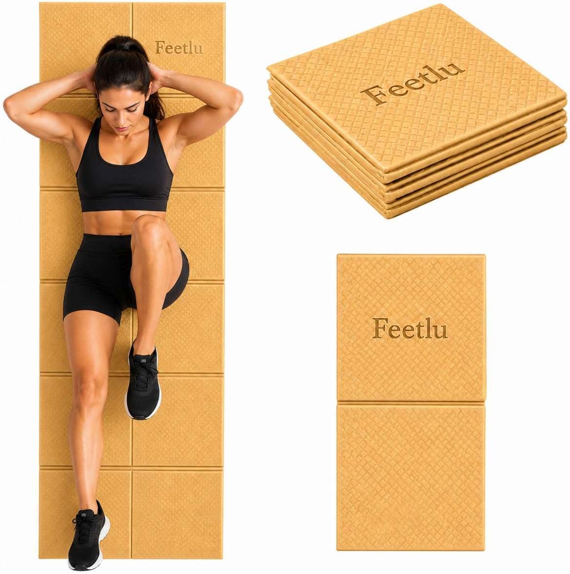 Foldable Yoga Mat, 72" x 24" x 6mm, Lightweight & Non-Slip