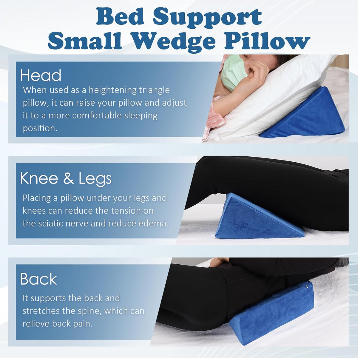 Small Wedge Pillow, Wedge Pillow for Bed Sores, Positioning Pillow