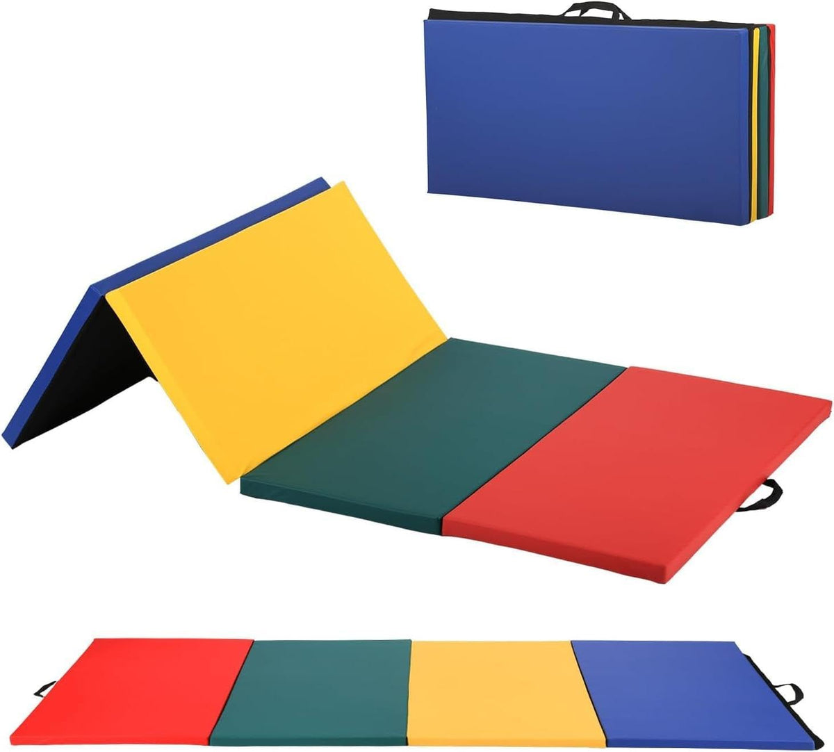 Gymnastics Tumbling Mats Portable Gymnastics Mat Folding Tumbling Mat Thick Yoga Mat Exercise Mat with Carrying Handles for home Workout outdoor Yoga Gymnastic