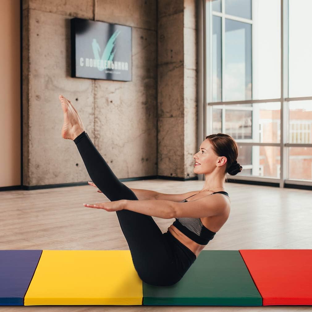 Gymnastics Tumbling Mats Portable Gymnastics Mat Folding Tumbling Mat Thick Yoga Mat Exercise Mat with Carrying Handles for home Workout outdoor Yoga Gymnastic