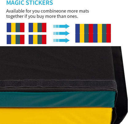 Gymnastics Tumbling Mats Portable Gymnastics Mat Folding Tumbling Mat Thick Yoga Mat Exercise Mat with Carrying Handles for home Workout outdoor Yoga Gymnastic