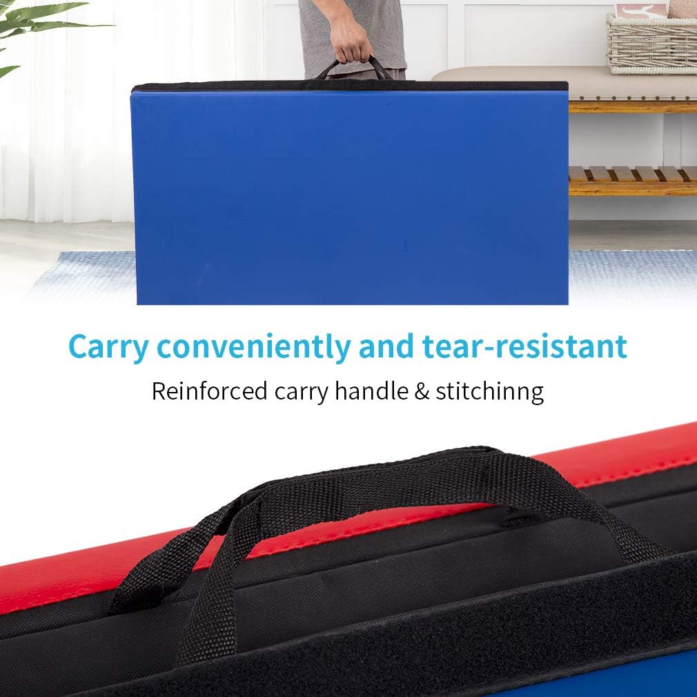 Gymnastics Tumbling Mats Portable Gymnastics Mat Folding Tumbling Mat Thick Yoga Mat Exercise Mat with Carrying Handles for home Workout outdoor Yoga Gymnastic