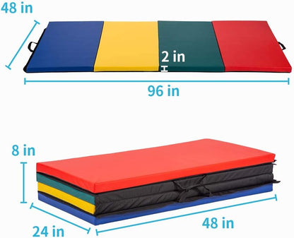 Gymnastics Tumbling Mats Portable Gymnastics Mat Folding Tumbling Mat Thick Yoga Mat Exercise Mat with Carrying Handles for home Workout outdoor Yoga Gymnastic