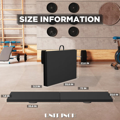 Gymnastics Tumbling Mats Portable Gymnastics Mat Folding Tumbling Mat Thick Yoga Mat Exercise Mat with Carrying Handles for home Workout outdoor Yoga Gymnastic