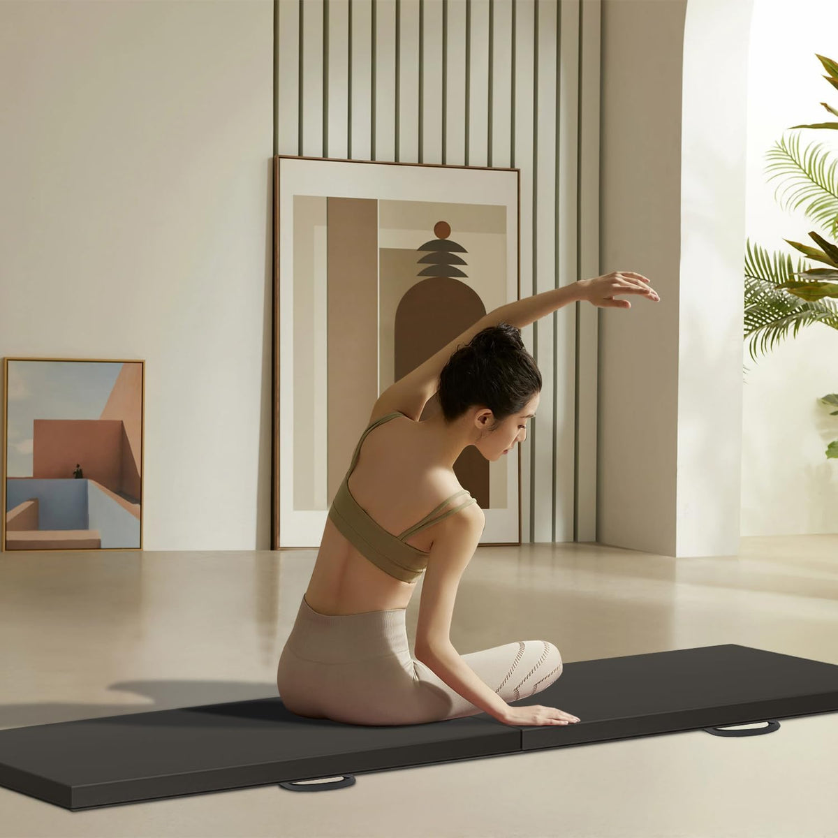 Gymnastics Tumbling Mats Portable Gymnastics Mat Folding Tumbling Mat Thick Yoga Mat Exercise Mat with Carrying Handles for home Workout outdoor Yoga Gymnastic