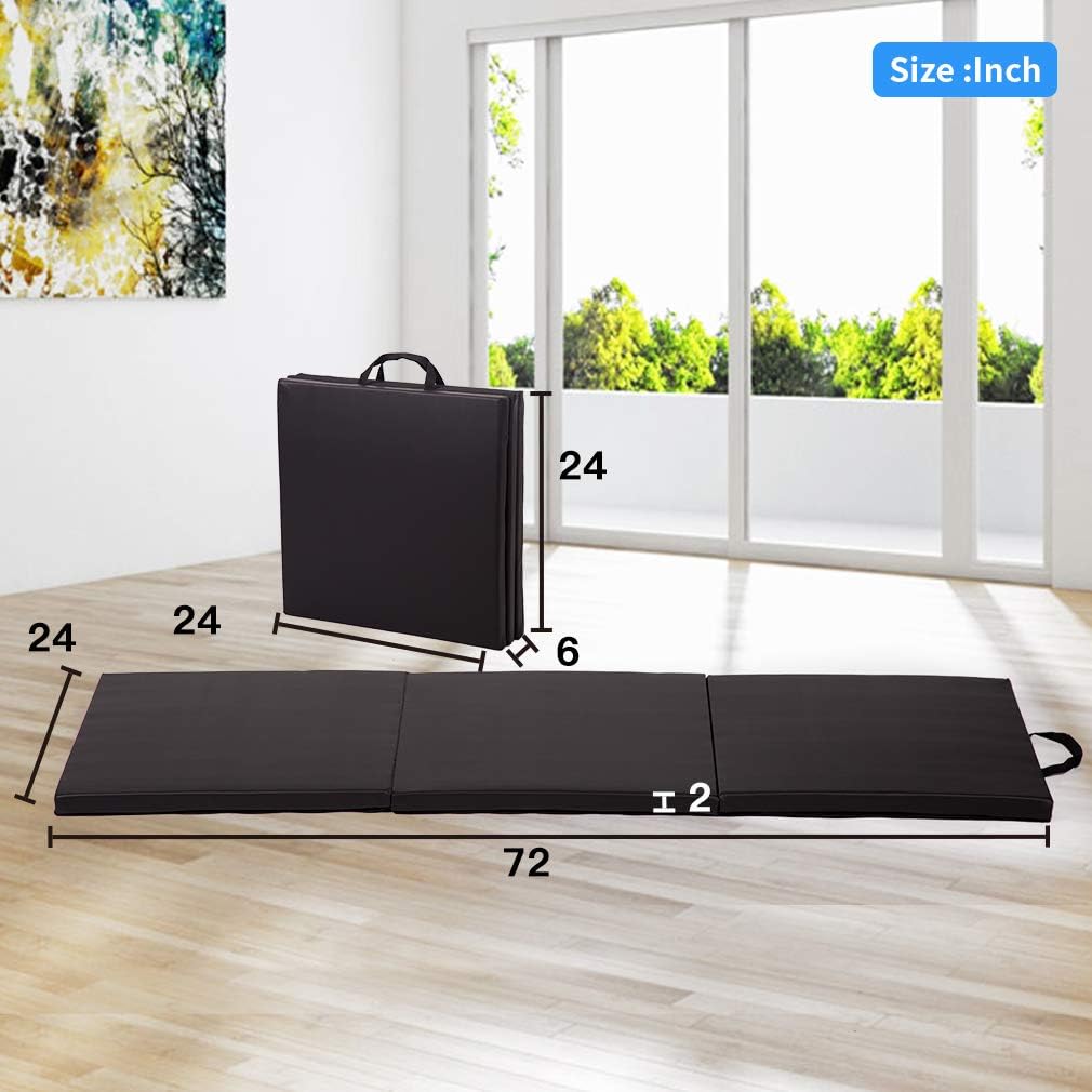 Gymnastics Tumbling Mats Portable Gymnastics Mat Folding Tumbling Mat Thick Yoga Mat Exercise Mat with Carrying Handles for home Workout outdoor Yoga Gymnastic