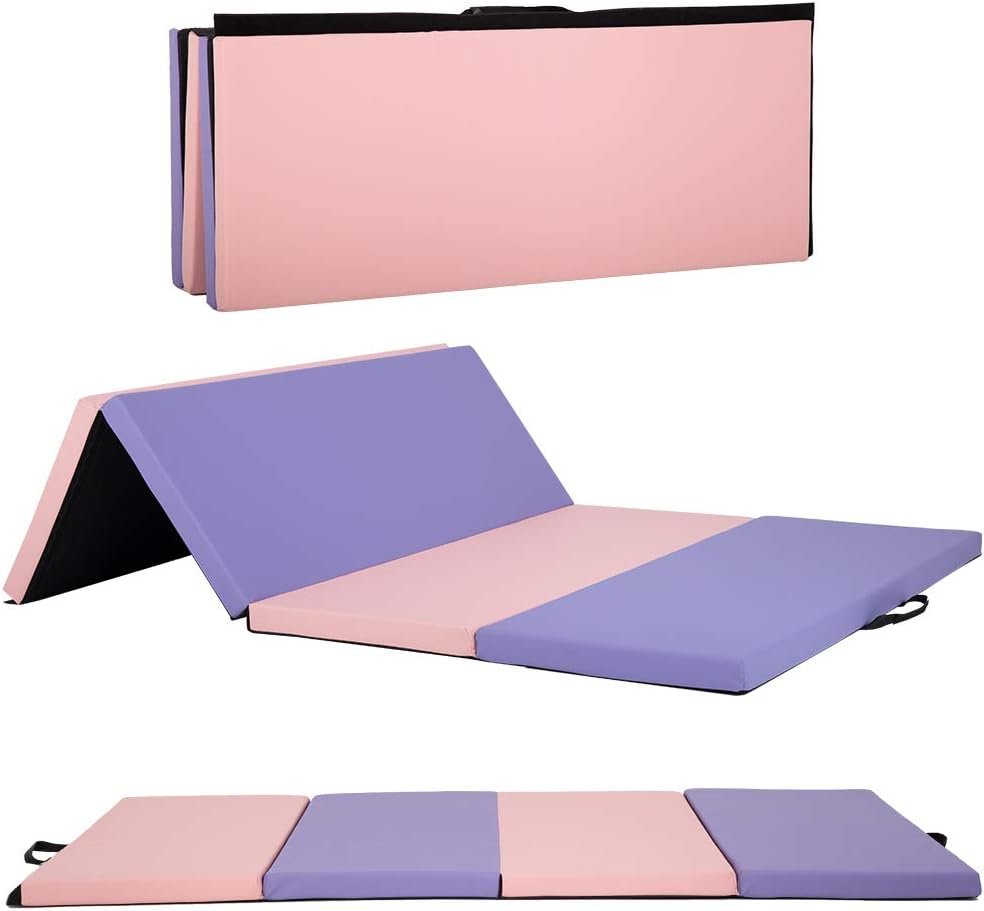 Gymnastics Tumbling Mats Portable Gymnastics Mat Folding Tumbling Mat Thick Yoga Mat Exercise Mat with Carrying Handles for home Workout outdoor Yoga Gymnastic