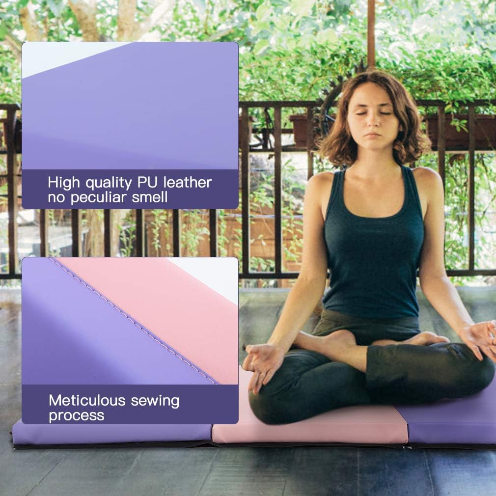 Gymnastics Tumbling Mats Portable Gymnastics Mat Folding Tumbling Mat Thick Yoga Mat Exercise Mat with Carrying Handles for home Workout outdoor Yoga Gymnastic