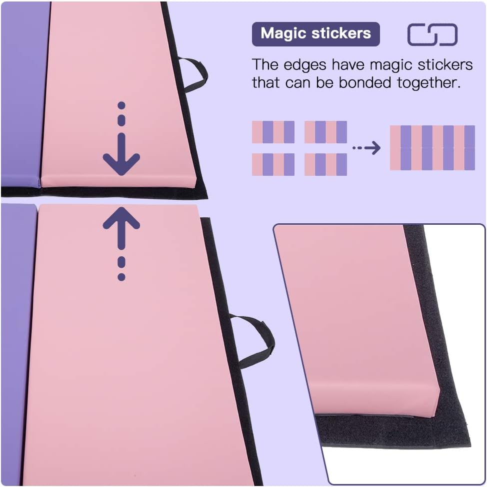 Gymnastics Tumbling Mats Portable Gymnastics Mat Folding Tumbling Mat Thick Yoga Mat Exercise Mat with Carrying Handles for home Workout outdoor Yoga Gymnastic