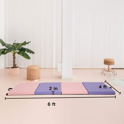 Gymnastics Tumbling Mats Portable Gymnastics Mat Folding Tumbling Mat Thick Yoga Mat Exercise Mat with Carrying Handles for home Workout outdoor Yoga Gymnastic