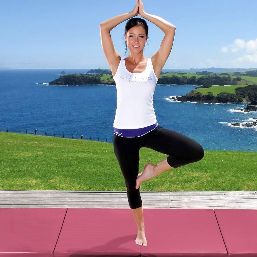 Gymnastics Tumbling Mats Portable Gymnastics Mat Folding Tumbling Mat Thick Yoga Mat Exercise Mat with Carrying Handles for home Workout outdoor Yoga Gymnastic