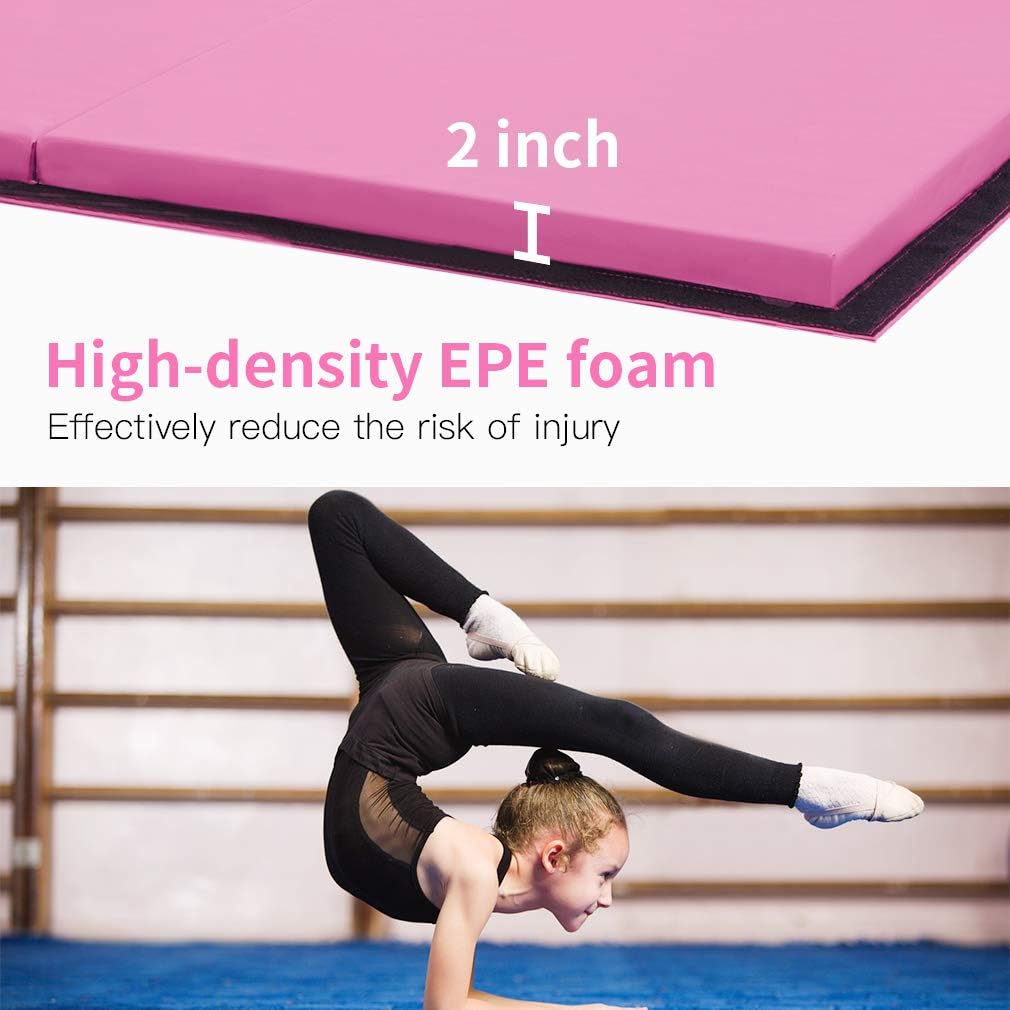 Gymnastics Tumbling Mats Portable Gymnastics Mat Folding Tumbling Mat Thick Yoga Mat Exercise Mat with Carrying Handles for home Workout outdoor Yoga Gymnastic