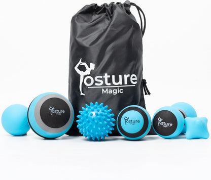 Massage Ball Kit for Myofascial Trigger Point Release & Deep Tissue Massage - Set of 6 - Large Foam/Small Foam/Lacrosse/Peanut/Spiky/Hand Exercise Ball (Purple)