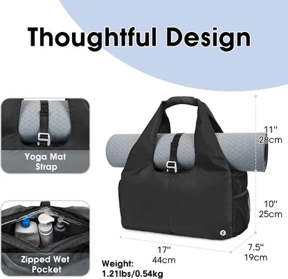 Tote Yoga Mat Gym Bag 20L Women W/Shoe Compartment Wet Dry Pocket