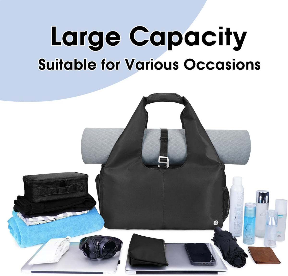 Tote Yoga Mat Gym Bag 20L Women W/Shoe Compartment Wet Dry Pocket
