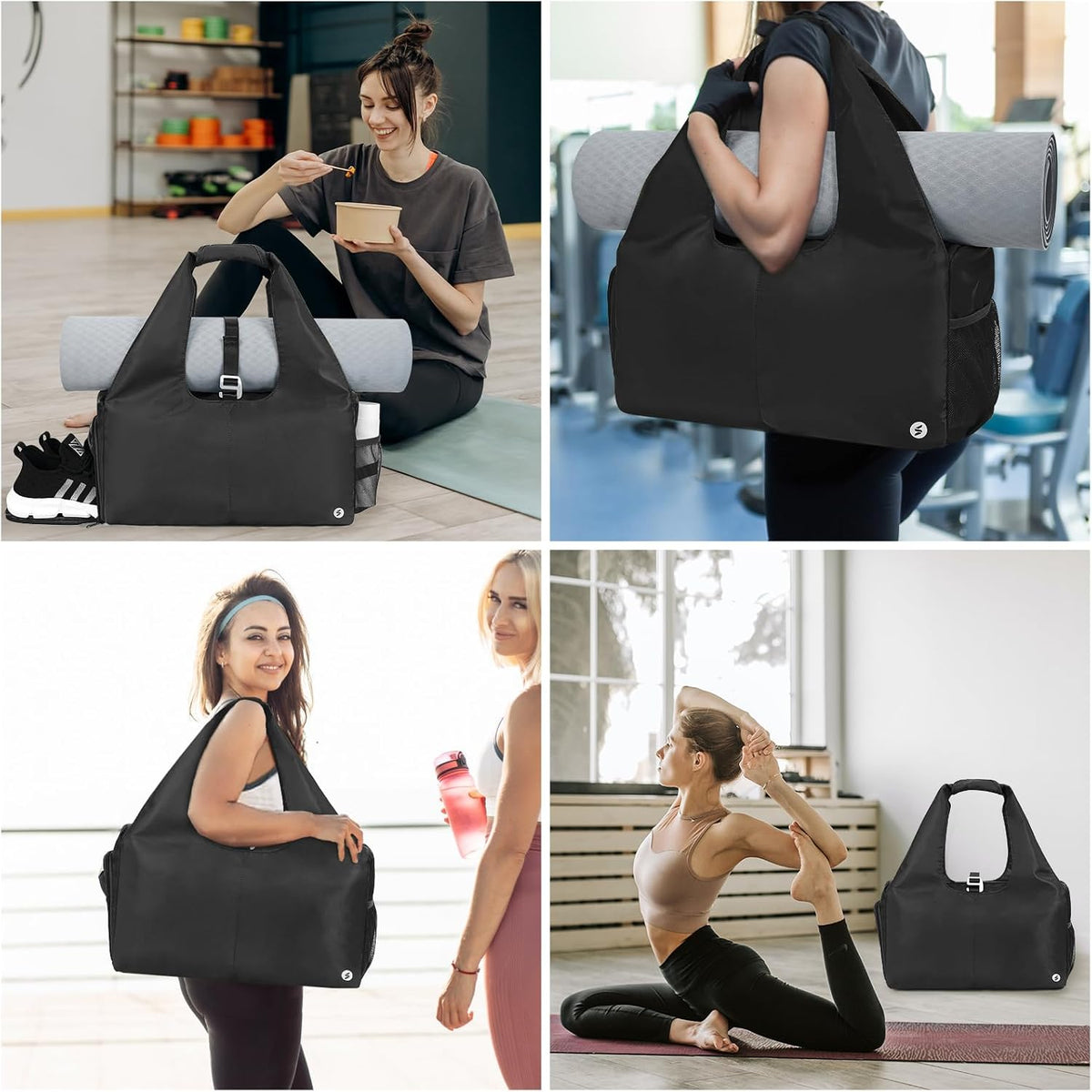 Tote Yoga Mat Gym Bag 20L Women W/Shoe Compartment Wet Dry Pocket