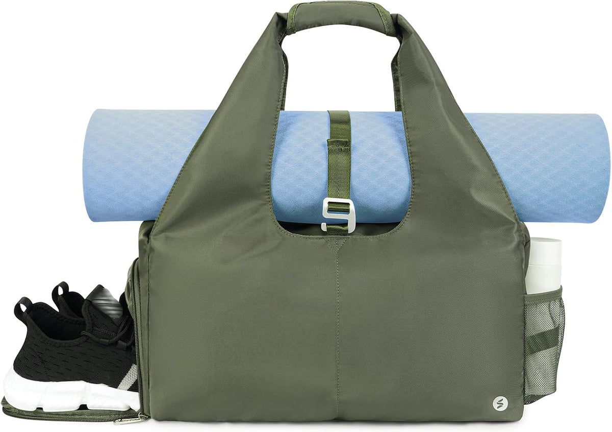 Tote Yoga Mat Gym Bag 20L Women W/Shoe Compartment Wet Dry Pocket