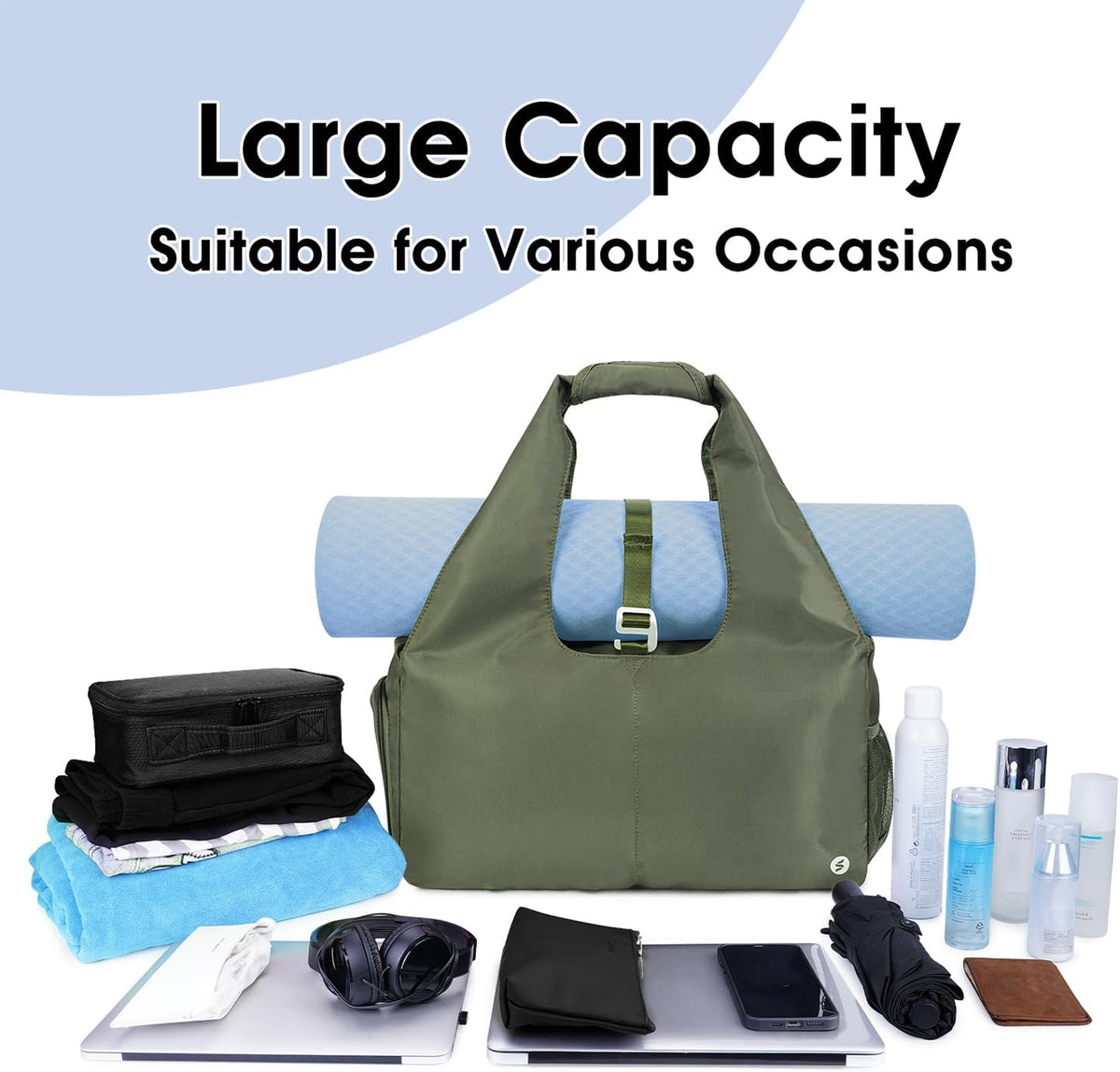 Tote Yoga Mat Gym Bag 20L Women W/Shoe Compartment Wet Dry Pocket