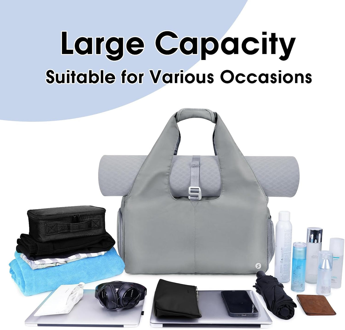 Tote Yoga Mat Gym Bag 20L Women W/Shoe Compartment Wet Dry Pocket