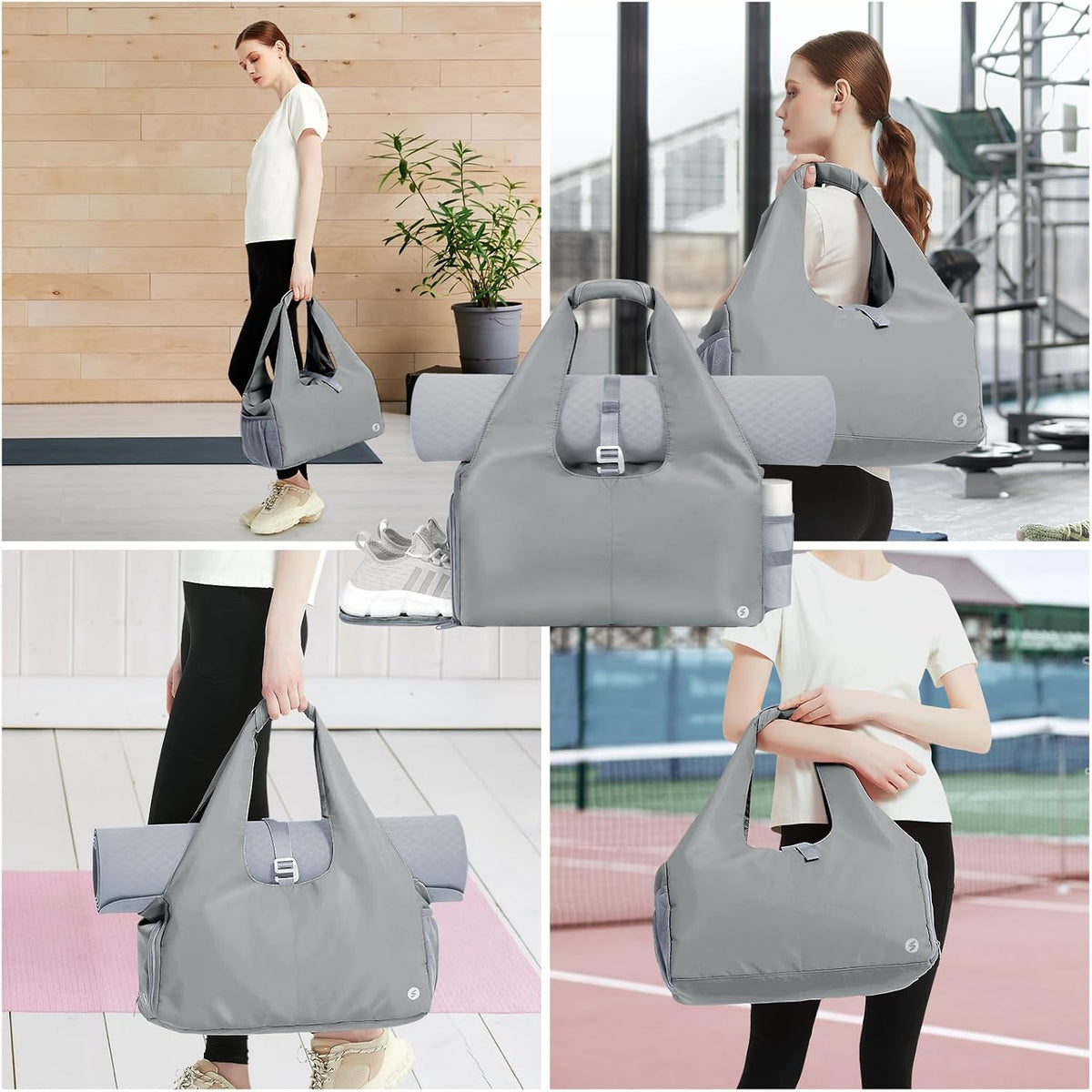 Tote Yoga Mat Gym Bag 20L Women W/Shoe Compartment Wet Dry Pocket