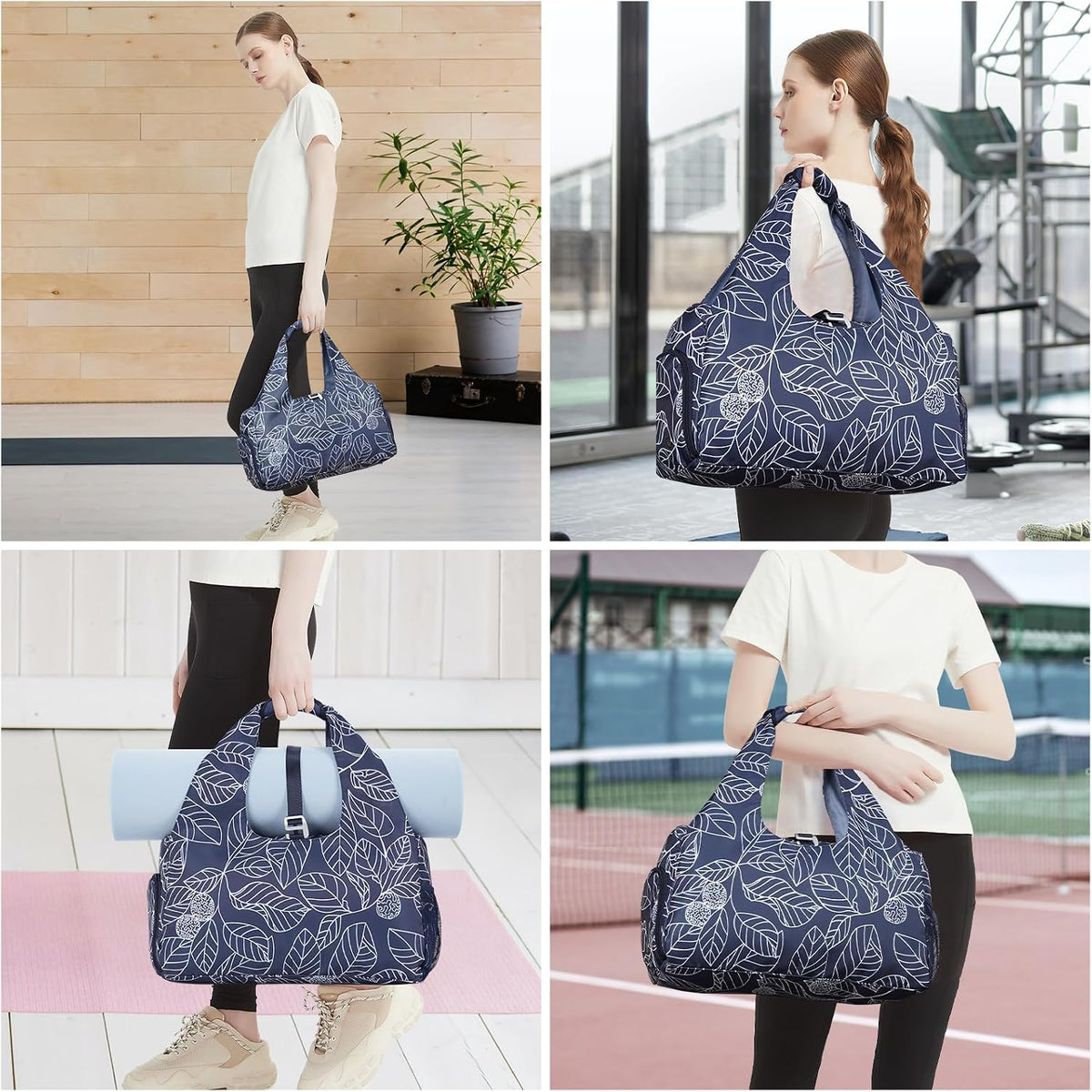 Tote Yoga Mat Gym Bag 20L Women W/Shoe Compartment Wet Dry Pocket