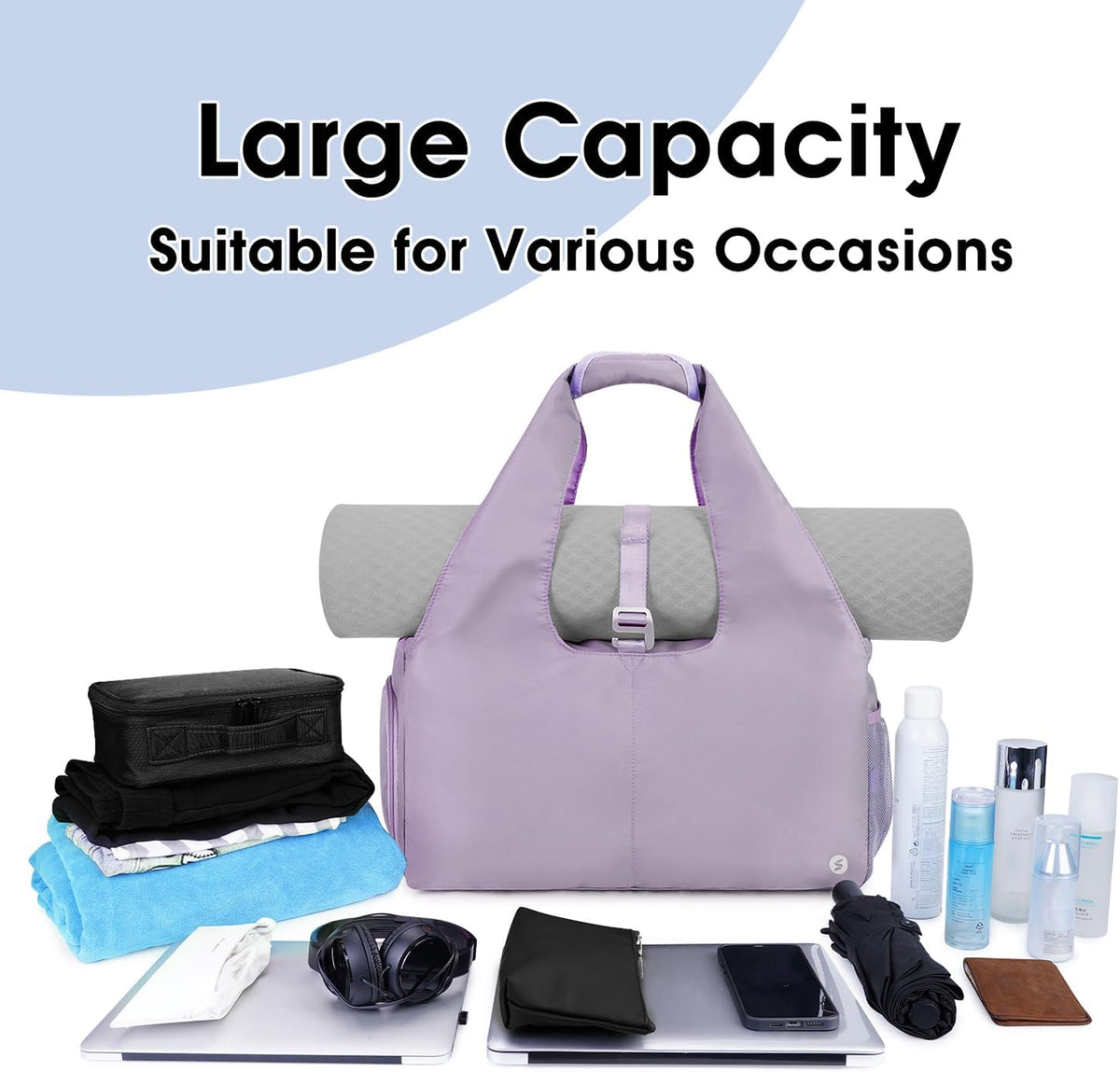 Tote Yoga Mat Gym Bag 20L Women W/Shoe Compartment Wet Dry Pocket
