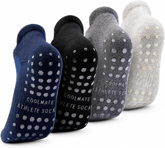 CoolMate Mens Grip Socks, Non Slip Athletic Socks for Pilates, Yoga