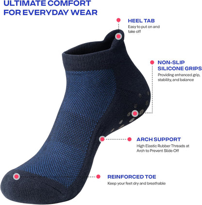 CoolMate Mens Grip Socks, Non Slip Athletic Socks for Pilates, Yoga