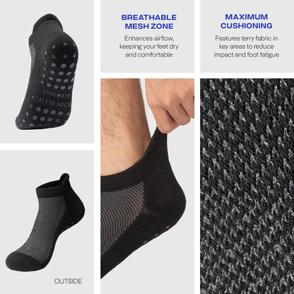 CoolMate Mens Grip Socks, Non Slip Athletic Socks for Pilates, Yoga