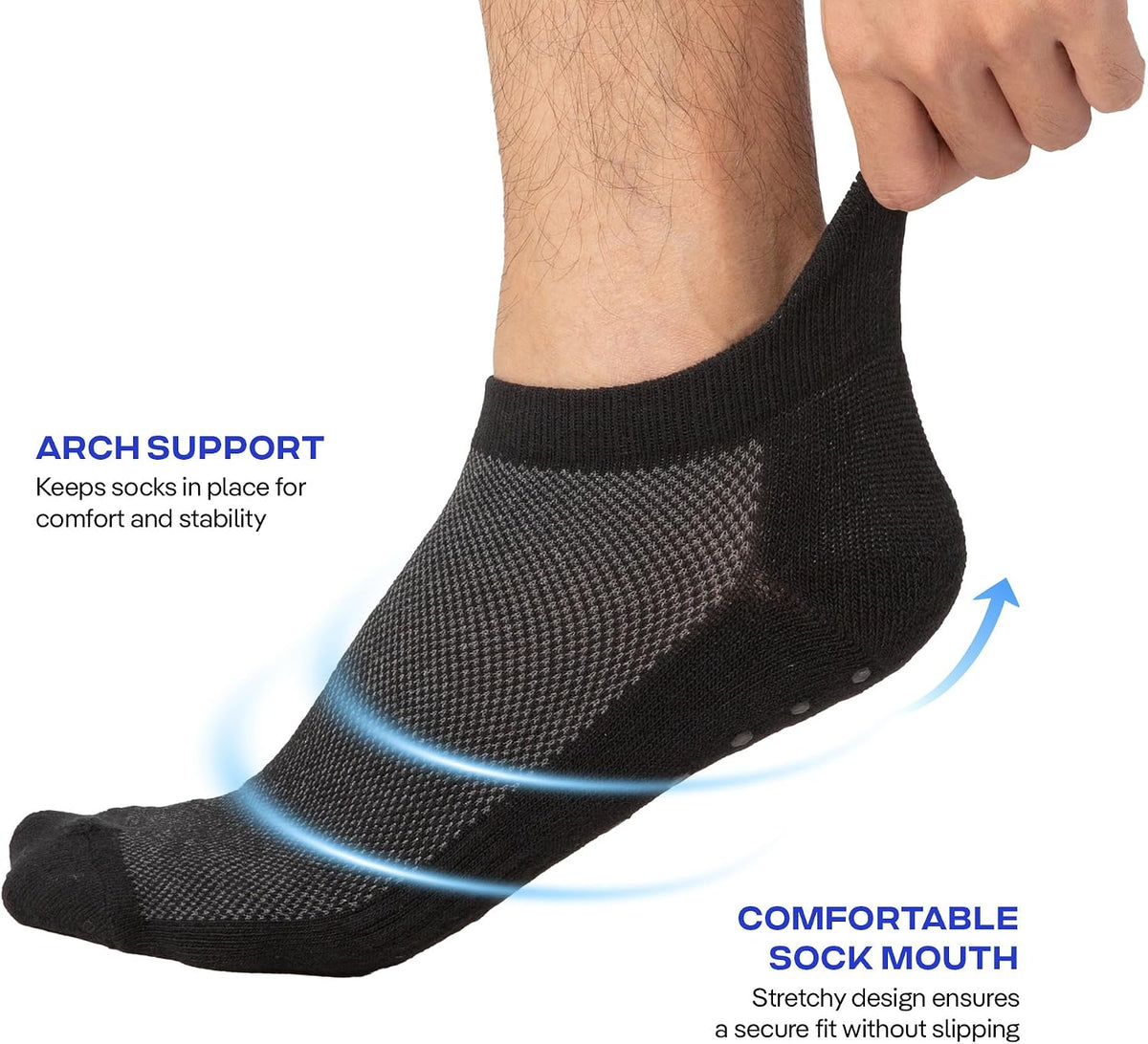 CoolMate Mens Grip Socks, Non Slip Athletic Socks for Pilates, Yoga