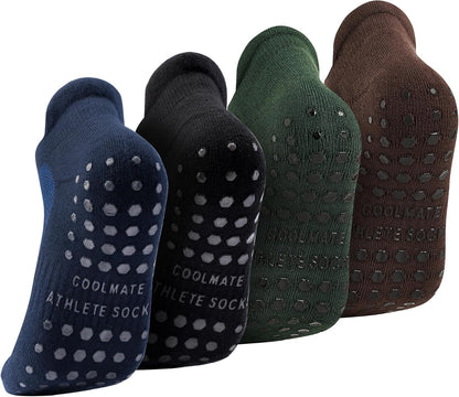 CoolMate Mens Grip Socks, Non Slip Athletic Socks for Pilates, Yoga