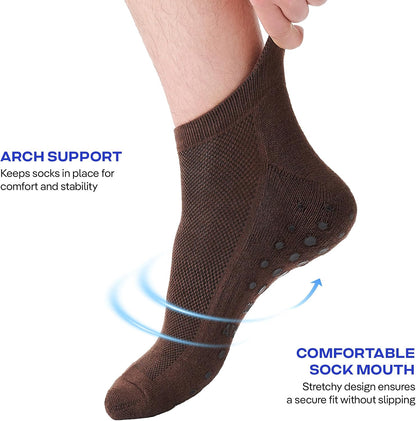CoolMate Mens Grip Socks, Non Slip Athletic Socks for Pilates, Yoga