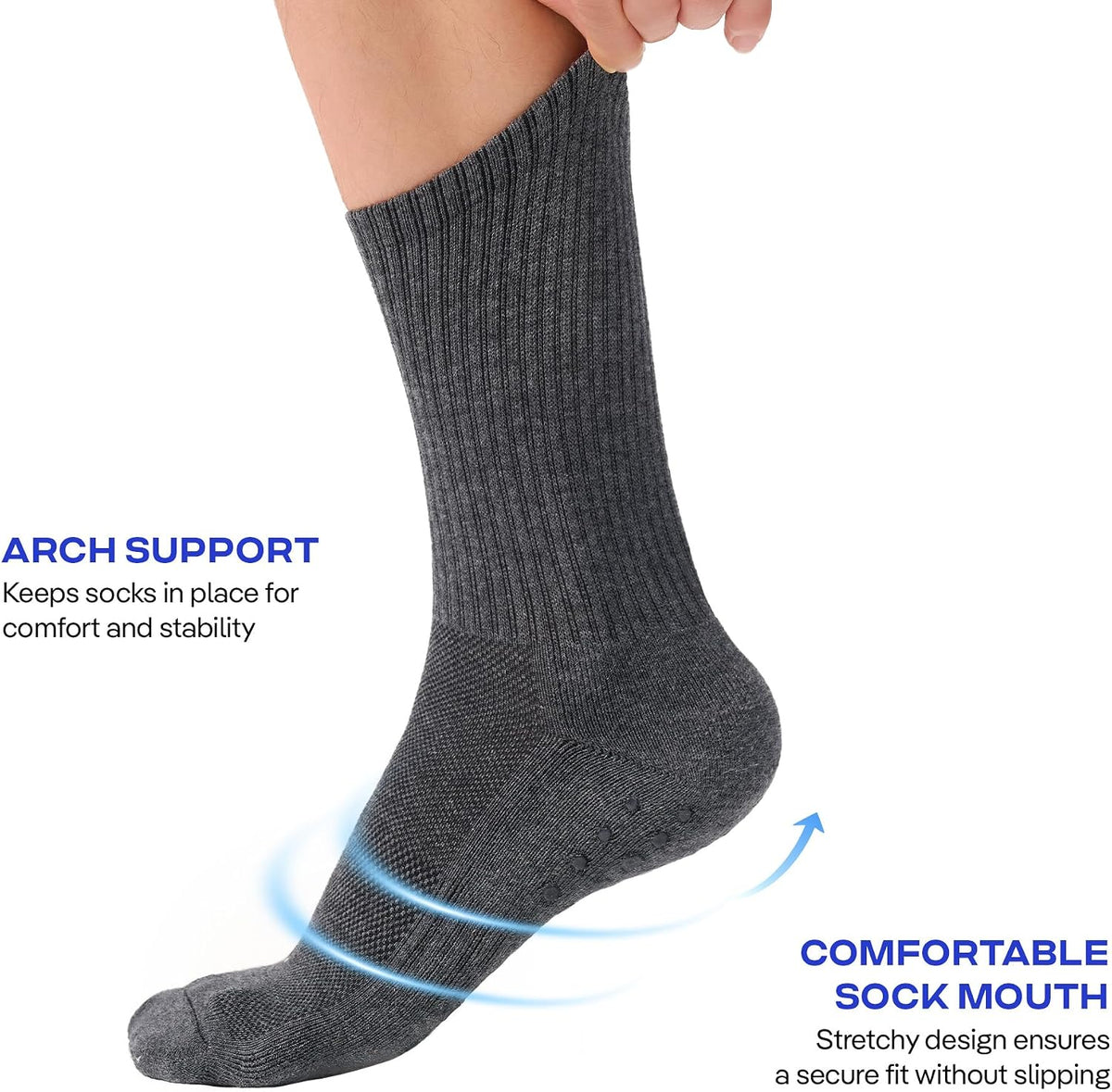 CoolMate Mens Grip Socks, Non Slip Athletic Socks for Pilates, Yoga