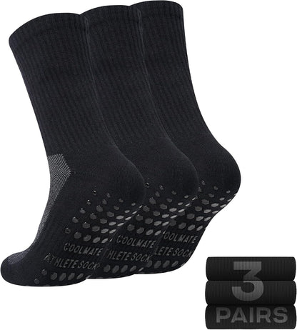 CoolMate Mens Grip Socks, Non Slip Athletic Socks for Pilates, Yoga