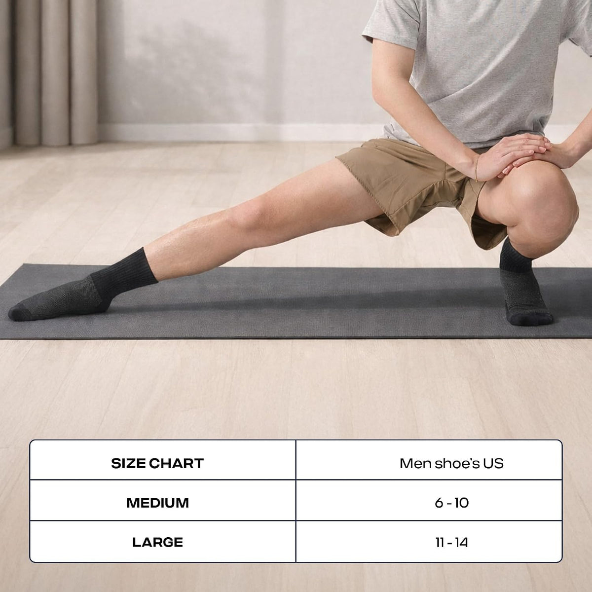 CoolMate Mens Grip Socks, Non Slip Athletic Socks for Pilates, Yoga