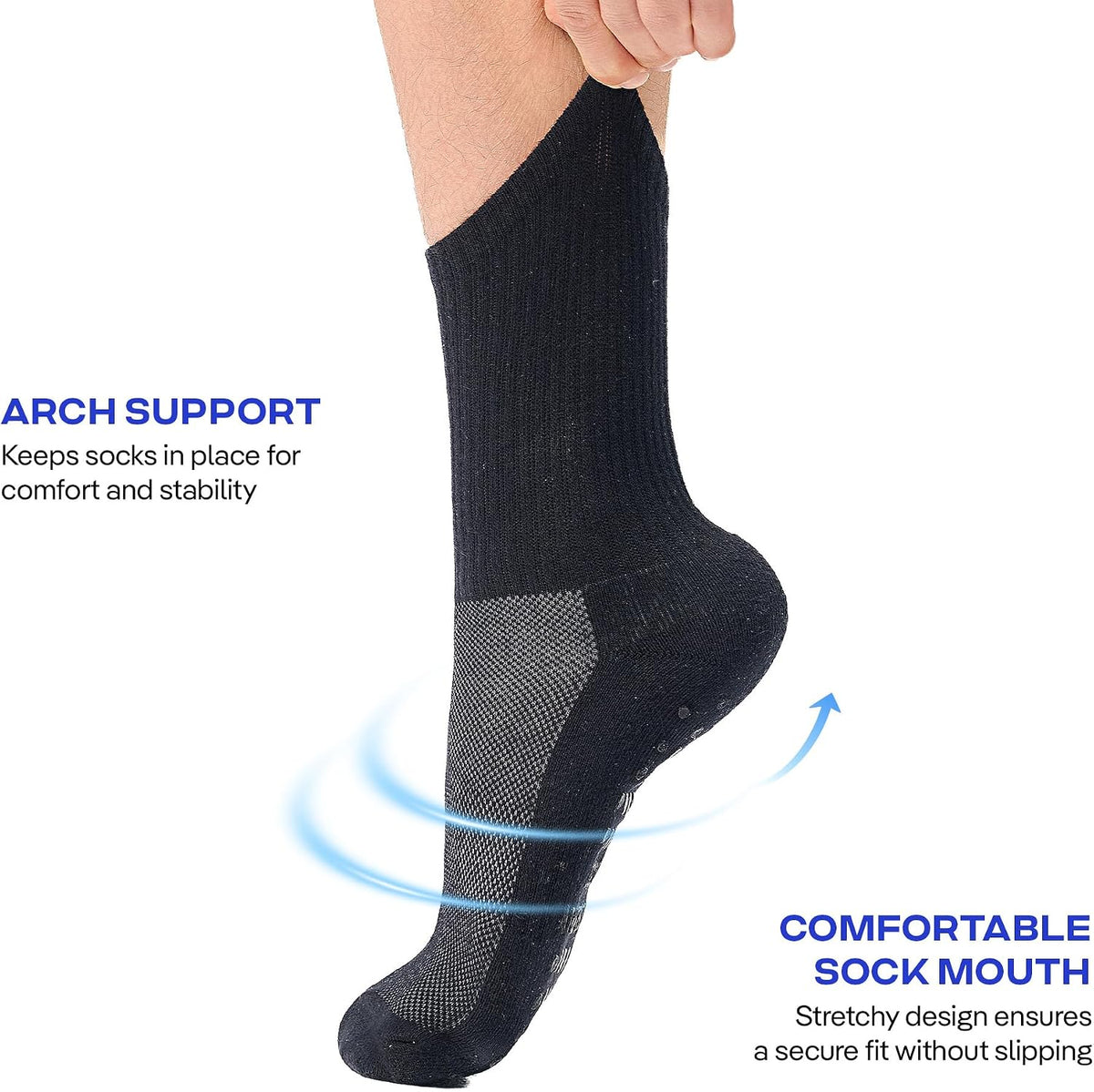 CoolMate Mens Grip Socks, Non Slip Athletic Socks for Pilates, Yoga