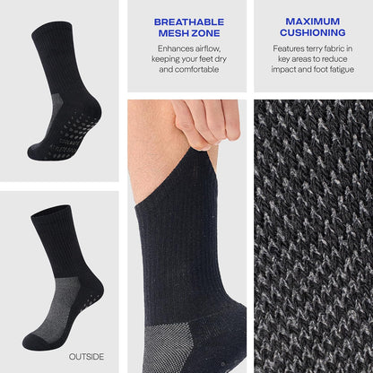CoolMate Mens Grip Socks, Non Slip Athletic Socks for Pilates, Yoga