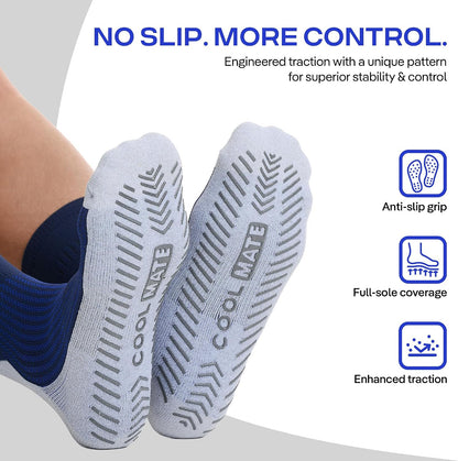 CoolMate Mens Grip Socks, Non Slip Athletic Socks for Pilates, Yoga