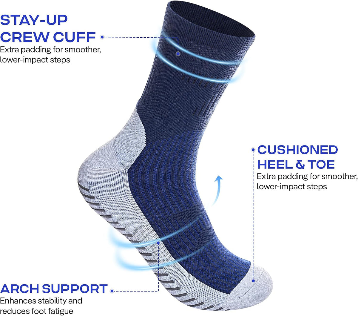 CoolMate Mens Grip Socks, Non Slip Athletic Socks for Pilates, Yoga