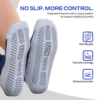 CoolMate Mens Grip Socks, Non Slip Athletic Socks for Pilates, Yoga