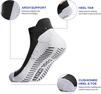 CoolMate Mens Grip Socks, Non Slip Athletic Socks for Pilates, Yoga