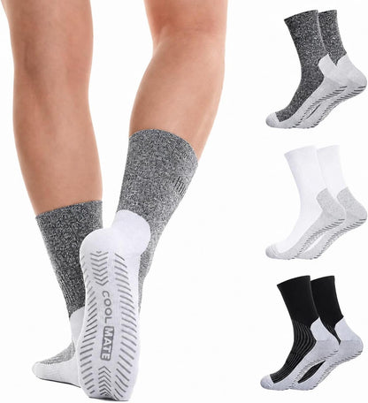 CoolMate Mens Grip Socks, Non Slip Athletic Socks for Pilates, Yoga