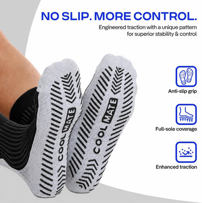 CoolMate Mens Grip Socks, Non Slip Athletic Socks for Pilates, Yoga