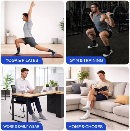 CoolMate Mens Grip Socks, Non Slip Athletic Socks for Pilates, Yoga