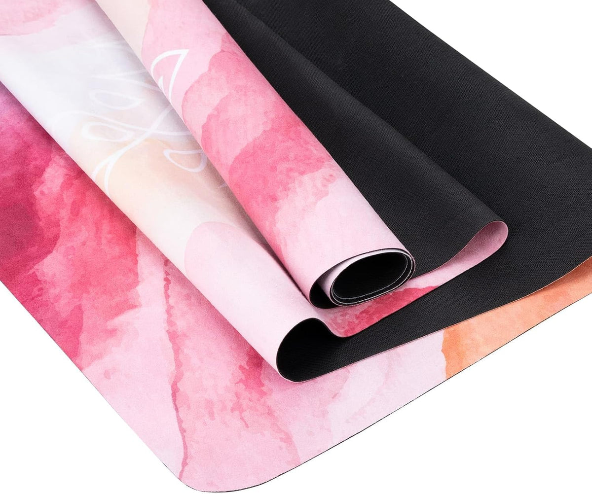 Travel Suede Yoga Mat 1.5mm Thick Non Slip Foldable Lightweigh Sweat Absorbent Exercise Mat for Hot Yoga Pilates Home Gym Outdoor, 72"L x 24"W, 3 lbs