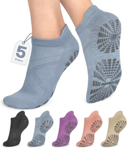 Women Non Slip Pilates Socks with Grips for Yoga Barre Barefoot